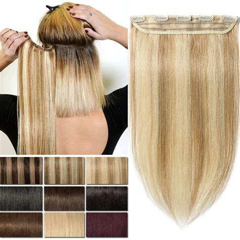 Sego Blonde Clip In Human Hair Extensions Balayage One Piece Soft