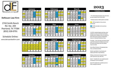 Standard And Expanded Possession Order Calendar In Texas 2023