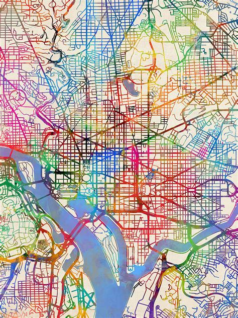 Washington Dc Street Map Digital Art By Michael Tompsett