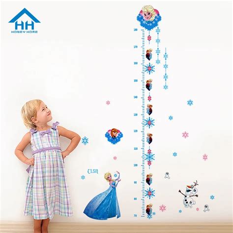 Cartoon Frozen Elsa Height Measure Wall Sticker Olaf Wall Decals For