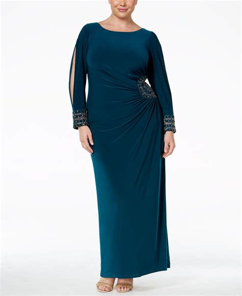 Xscape Plus Size Embellished Split Sleeve Column Gown And Reviews Dresses Women Macy S