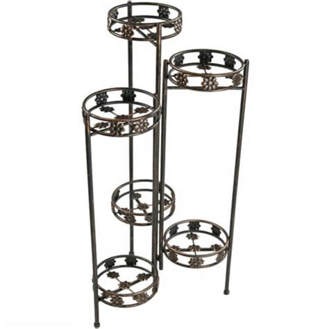 Sunnydaze Bronze Steel 6 Tier Staggered Folding Plant Stand 45 In 44