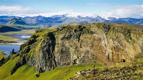 View Of Mountains And Waters In The Greenery Of Iceland Rift Valley