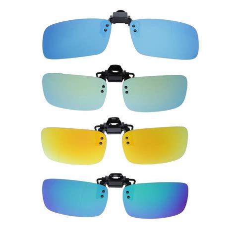 Polarized Clip On Flip Up Metal Clip Rimless Sunglasses Night Vision Eyewear Ebay