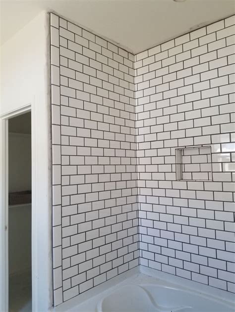 White Subway Tile With Gray Grout