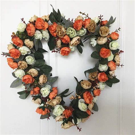 Yrchengli Lilil Artificial Flowers Heart Shaped Rose Wreath