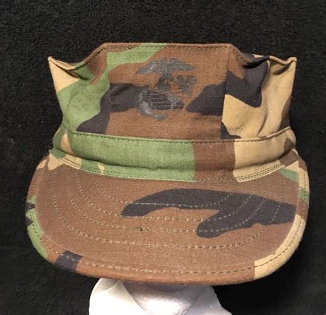 Usmc Hat Woodland Camouflage Small Military Issue 8 Point Cap W Emblem
