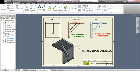 Tipos de Nervaduras y Edición del Achurado en Autodesk Inventor InEn FIVE