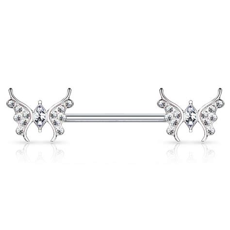 Cute Nipple Barbell With Butterfly At Each End