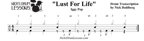 Lust For Life Iggy Pop Drum Lesson Nicks Drum Lessons