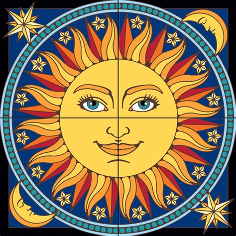 12x12 Mural Celestial Sun Decorative Art Tile