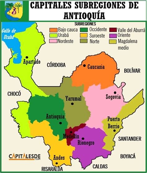 Capitales De Las Subregiones De Antioquia Listado Capitales De