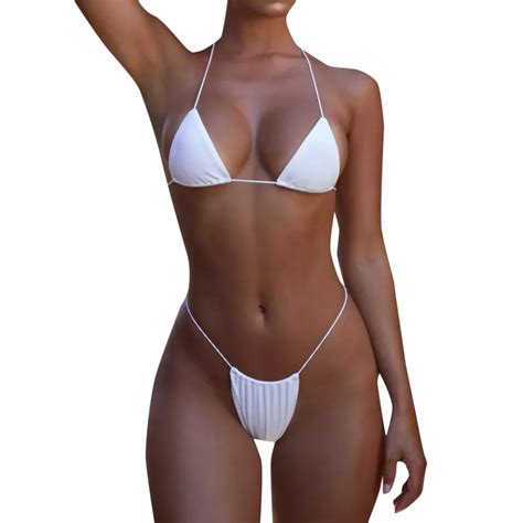 women bandeau bandage bikini set sexy halter swimsuit push up triangle swimwear tong bikini