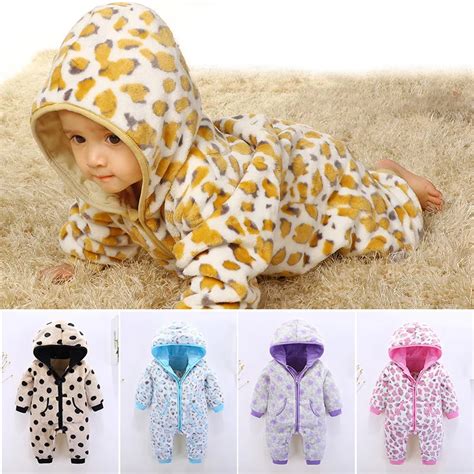 Baby Cute Fleece Rompers Hooded Zipper Romper Flannel Newborns Costume