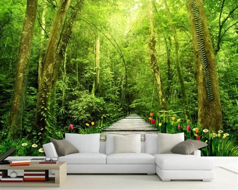 Beibehang Custom Wallpaper Fresh Nature Forest Tree Exquisite Tv