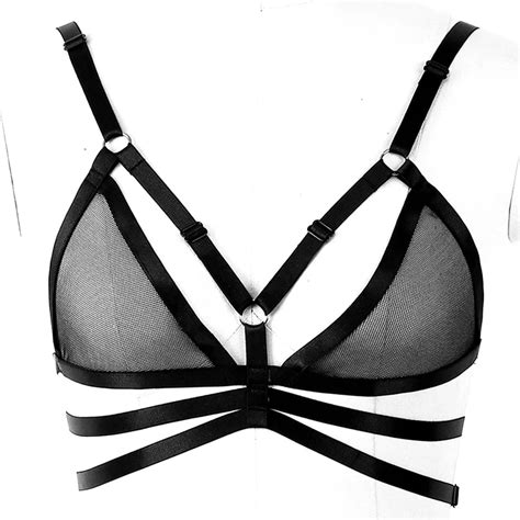 See Through Lace Caged Bralette Tops Sheer Chest Bra For Women Fashion Body Harness Lingerie
