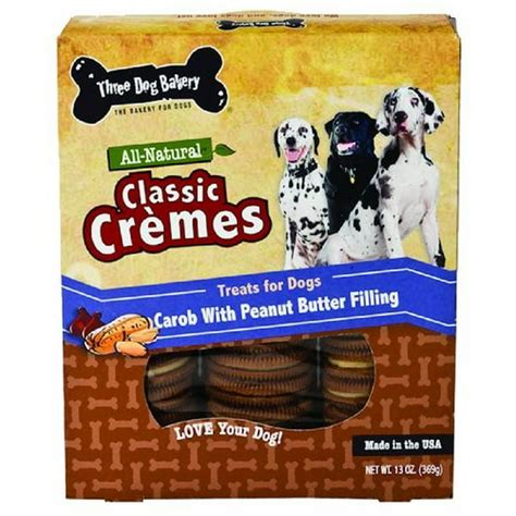 Three Dog Bakery Classic Cremes Carob With Peanut Butter Filling Baked