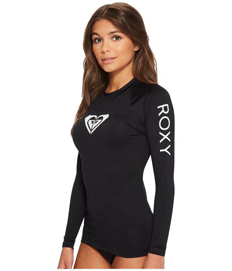 Roxy Synthetic Whole Hearted Long Sleeve Rashguard In Pewter Black Lyst