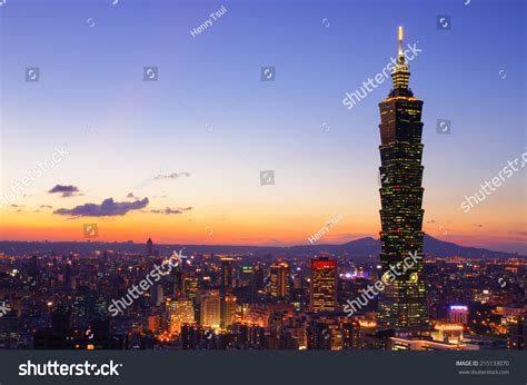 Taipei City Skyline At Sunset Taiwan Stock Photo 215133070 Shutterstock