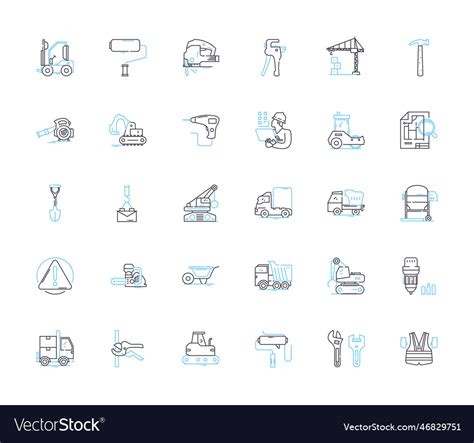 Robust Structure Linear Icons Set Durable Tough Vector Image