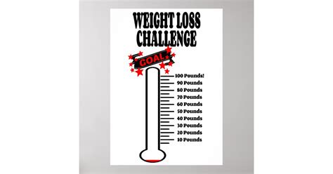 Goal Thermometer 100 Pound Weight Loss Goal Poster Zazzle