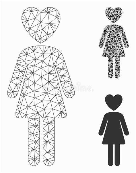 Mistress Vector Mesh Carcass Model And Triangle Mosaic Icon Stock