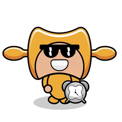 Rolling Pin Mascot Costume Doodle With Clock Stock Vector