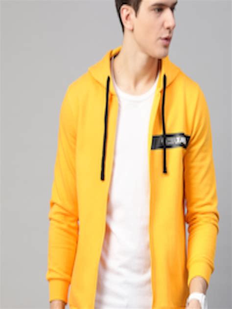 Buy Underjeans By Spykar Men Mustard Solid Hooded Sweatshirt
