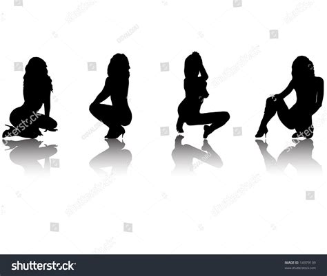 Silhouettes Girls Sexual Poses Without Clothes Stock Vector Royalty