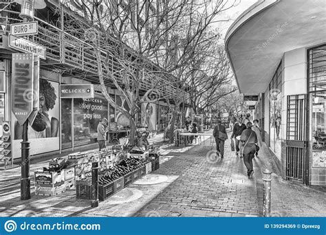 Closed Off Portion Of Church Street In Cape Town Monochrome Editorial