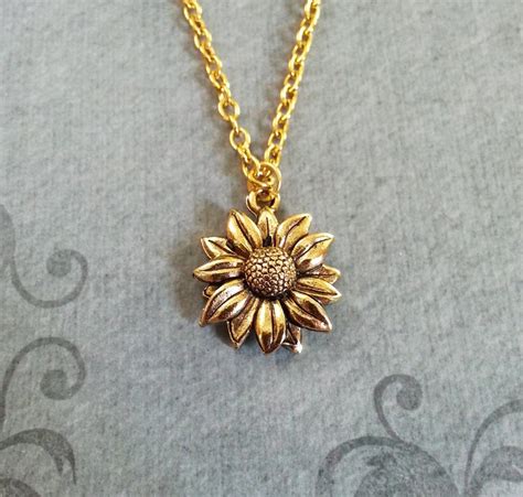 Sunflower Necklace SMALL Sunflower Jewelry Sunflower Pendant Gold
