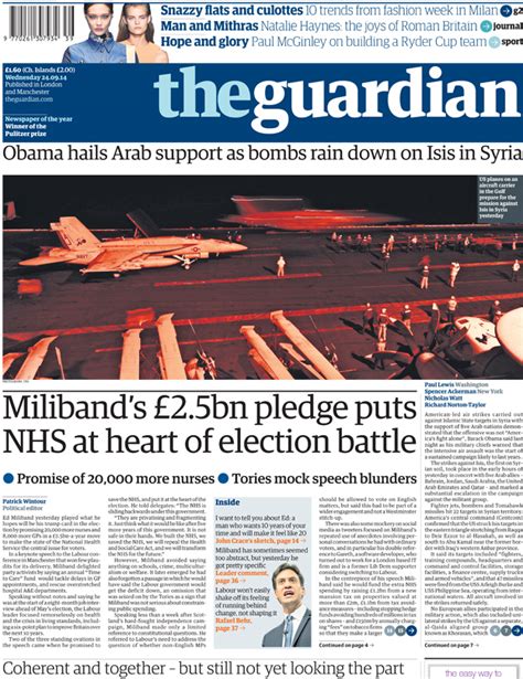 Newspaper Thread And Front Pages Wednesday 24 September 2014