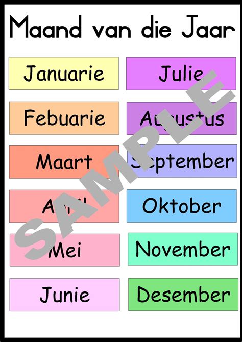 Afrikaans Months