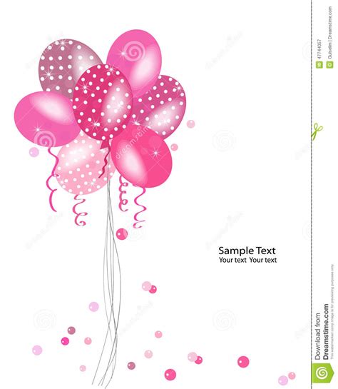 Pink Polka Dot Balloons Vector Greeting Card Stock Vector Image 47744057