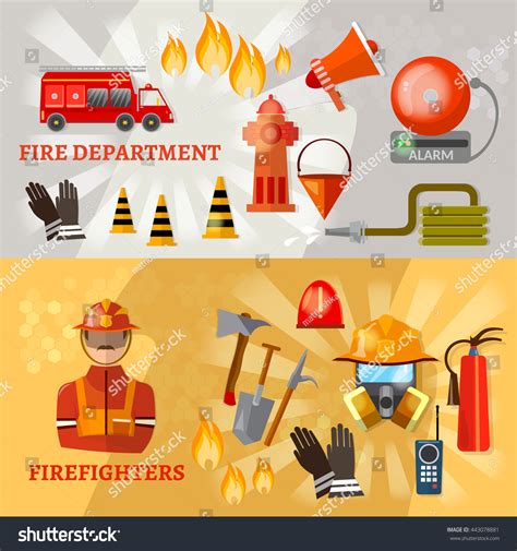 Professional Firefighters Banners Fire Safety Equipment 스톡 벡터로열티 프리
