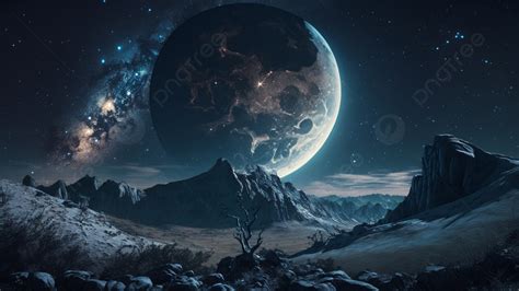 달 은하수 산 아름다운 배경 달 은하 산 배경 일러스트 및 사진 무료 다운로드 Pngtree