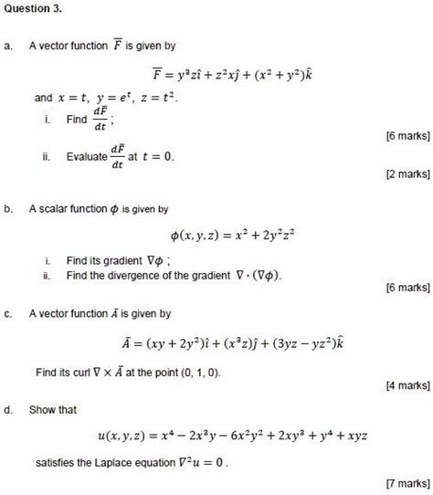 solved text question 3 the vector function f is given by f yzi z rj x 2 y 2 k and x