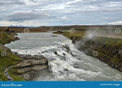Wasserfall Auf Hvita Fluss In Island Stockbild Bild Von Schlucht