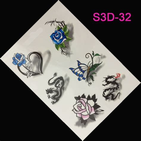 Sale 3d Tattoo Women Blue Roses Butterflies Sex Products Temporary
