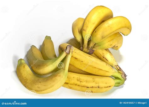Three Bunches Of Fresh Bananas Studio Shot On Pure White Stock Image