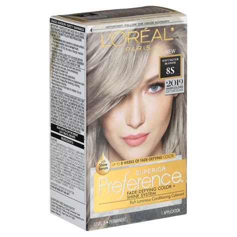 Loreal Paris Superior Preference Fade Defying Shine Permanent Hair Color 8s Soft Silver Blonde