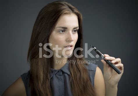 Elegant Beautiful Woman Smoking E Cigarette Stock Photo Royalty Free