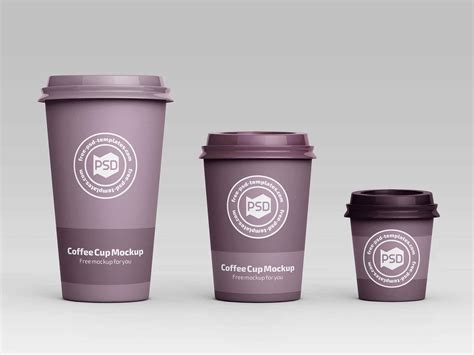 3 Size Coffee Cup Mockups Psd