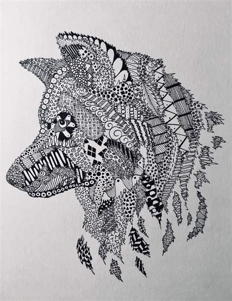 Wolf Zentangle Art Animals Hueso Wallpaper