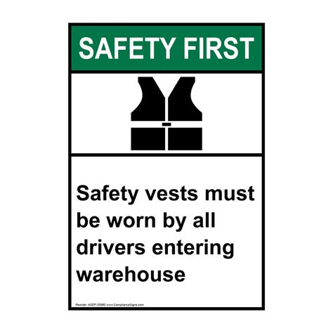 Portrait High Visibility Vests Required Sign Nhep 35923ybstr