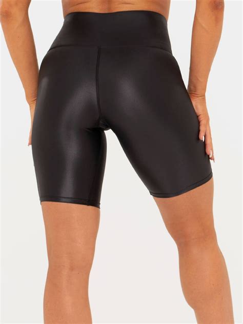 wet look bike shorts black ryderwear