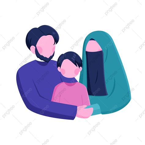 Gambar Keluarga Muslim Dengan Putra Potret Keluarga Orangtua Anak