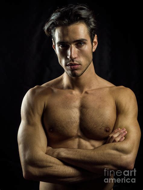Handsome Muscular Shirtless Young Man Standing Confident Photograph By