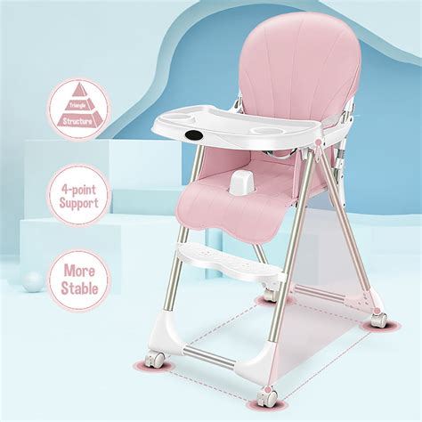 Foldable Baby High Chairadjustable Baby Feeding Dining Booster Table