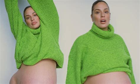 Ashley Graham Puts Her Bump On Display In Lime Green Sweater